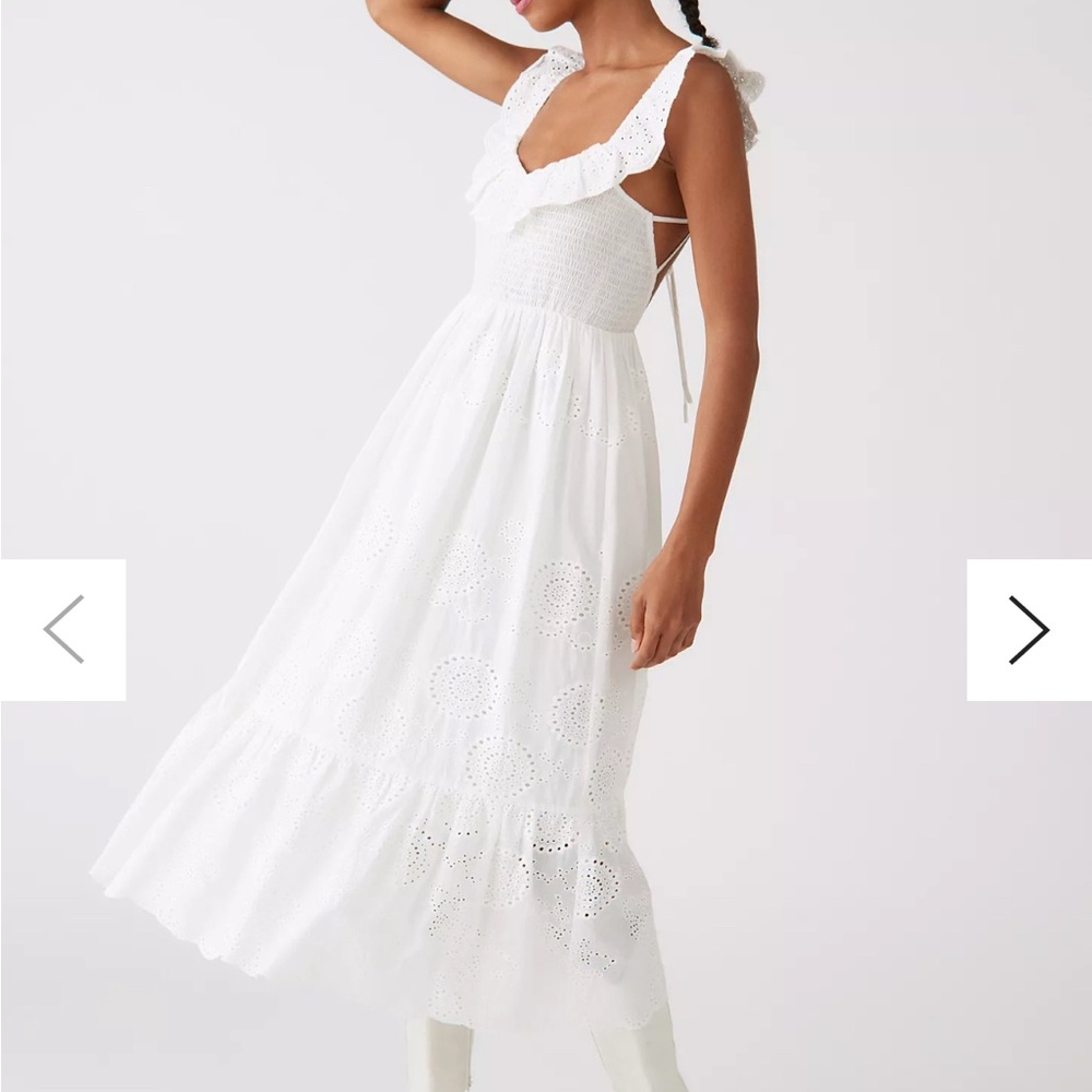 Astr White Asymmetrical Pleated Midi Dress NWT
